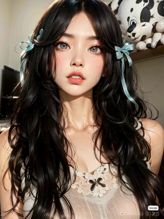 Mujer arafed con largo cabello negro y un lazo azul., ulzzang, Hermosa joven coreana, Chica coreana, Hermosa mujer surcoreana, Hermosa joven coreana, Taejune Kim, Wan adorable cara coreana, cruel korean goth girl, Joven y adorable rostro coreano, con el pelo largo and piercing eyes, con el pelo largo, Jaeyeon Nam, maquillaje popular de Corea del Sur