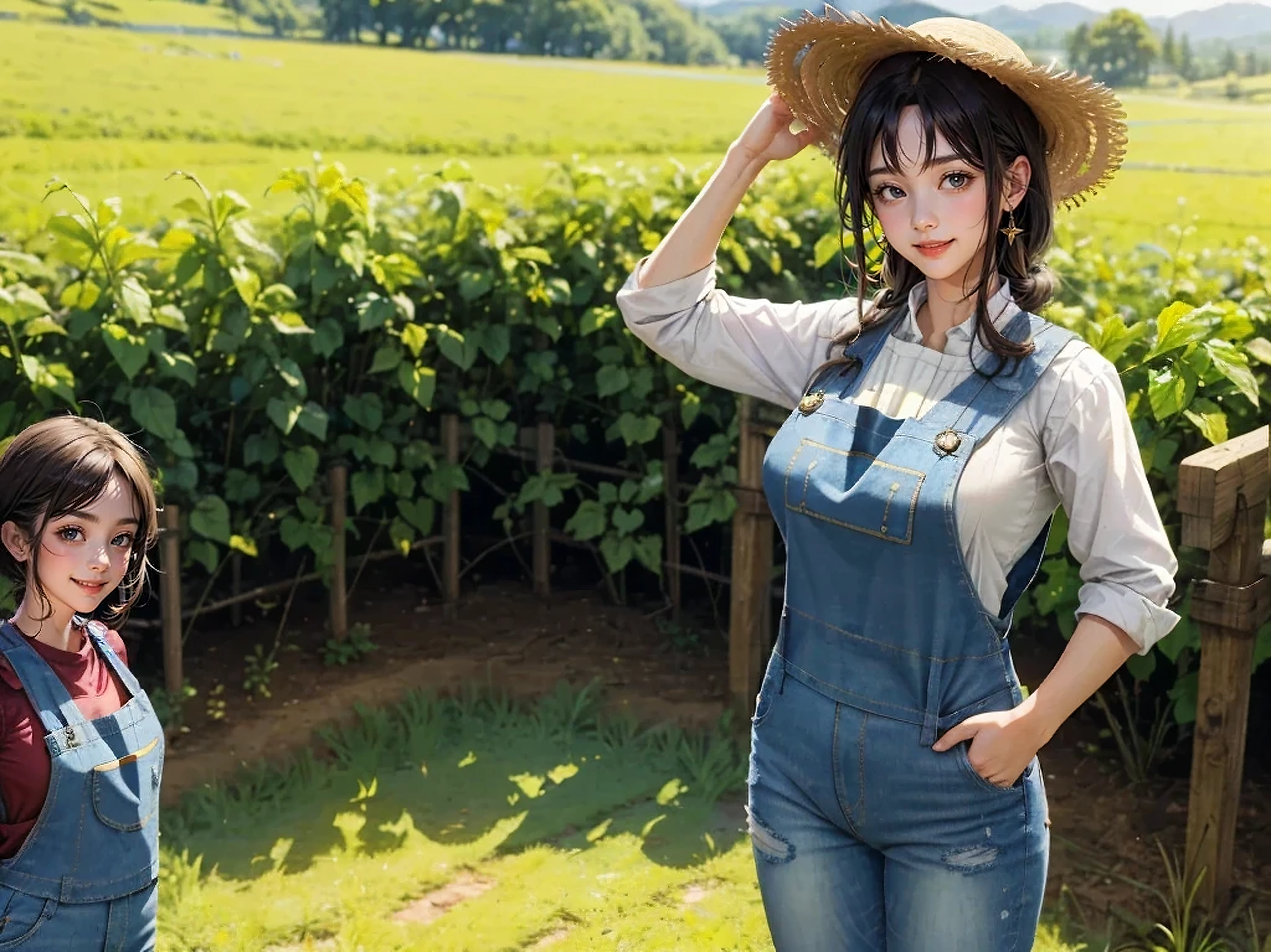 best quality,4k,8k,highres,masterpiece:1.2,ultra-detailed,realistic,photorealistic:1.37, girl, farmer, farm, farm life