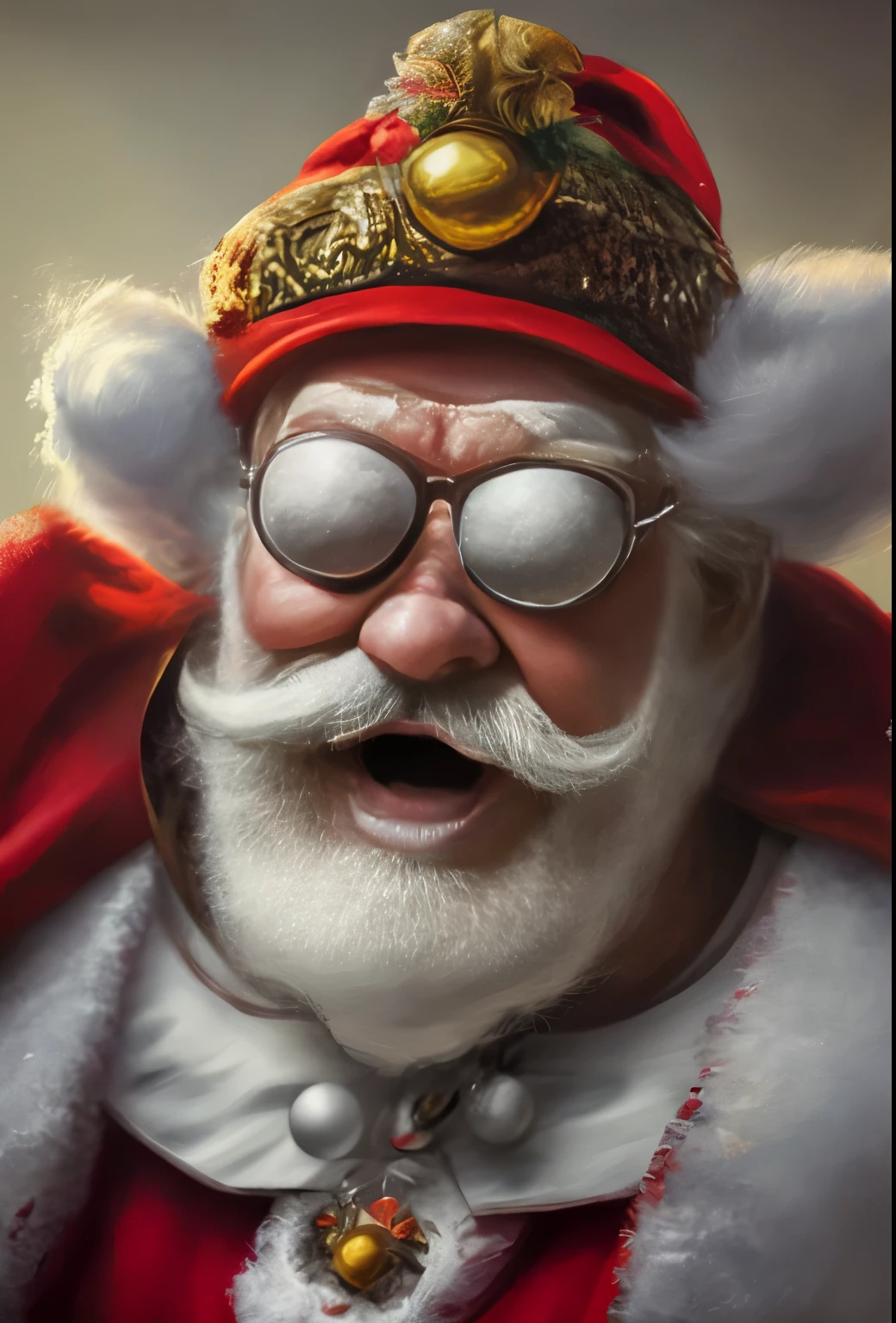 painting of a Santa claus with a red cape and a white beard,angry Santa has blood smeared on his face, angry santa claus, angry santa clause, close portrait, avatar image, Classic portrait, by senior artist, Sakimi, Detail art, by Kanbun Master, added detail, close up portrait shot, High Quality Portrait, Santa&#39;s workshop, by Aleksander Gierymski, realistic portrait