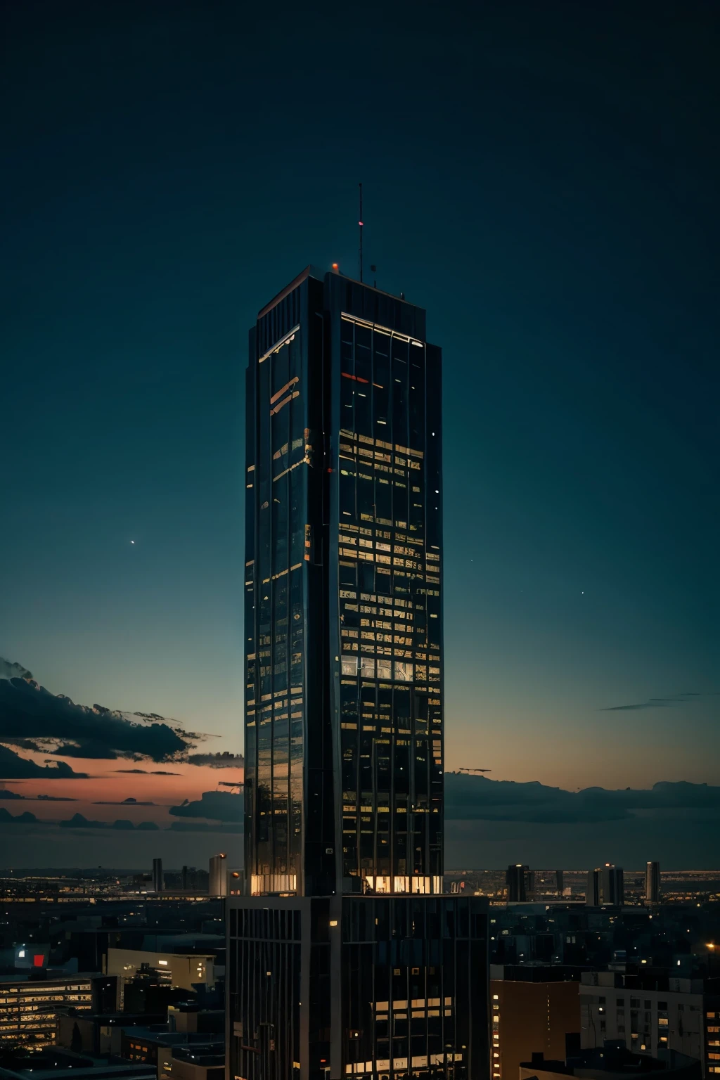 city with big building at night