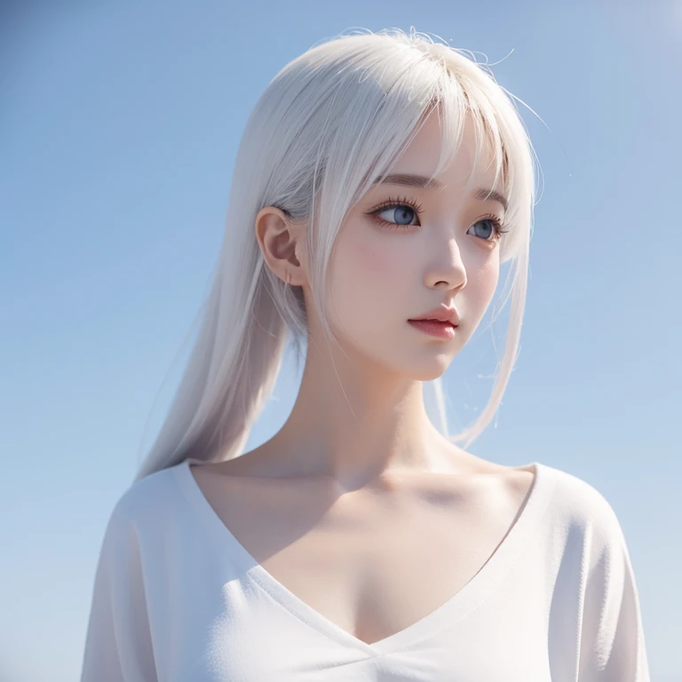 with a pure white background,3d anime,head portrait,upper part of body