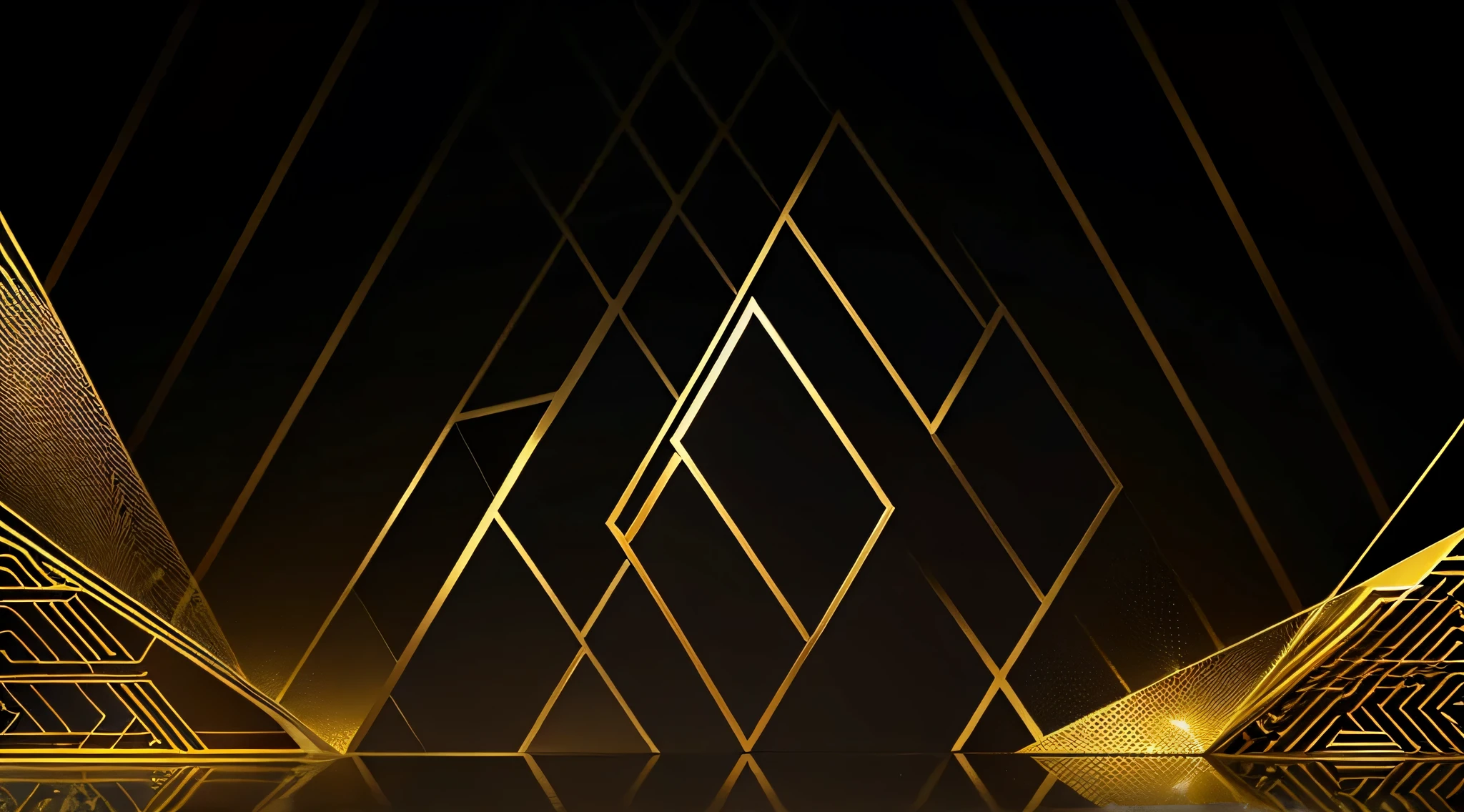 Black and gold background with geometric layers,golden geometry