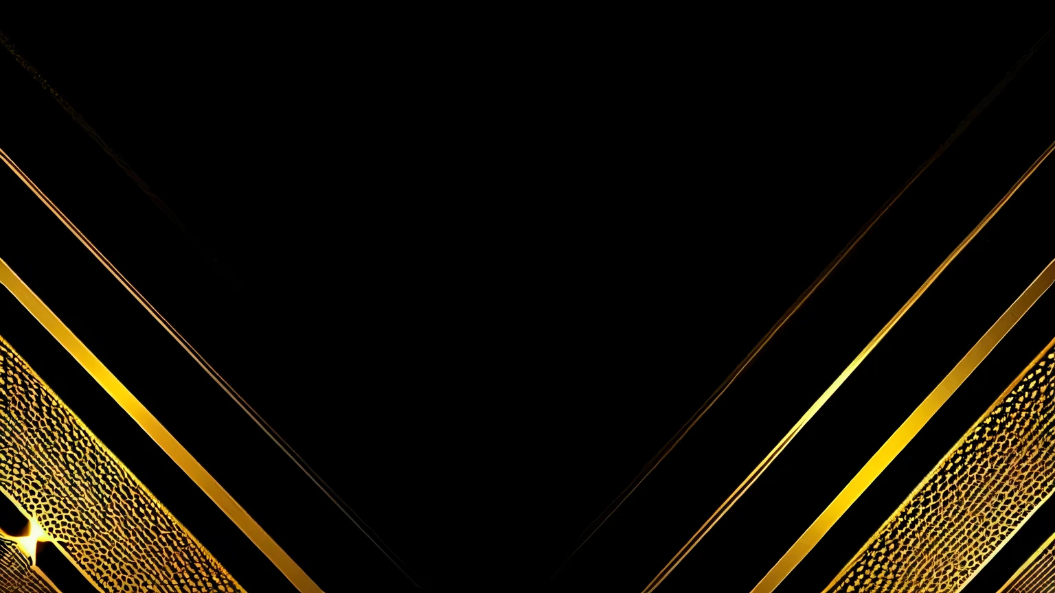 Black and gold background with geometric layers，Golden linear dot geometric shape
