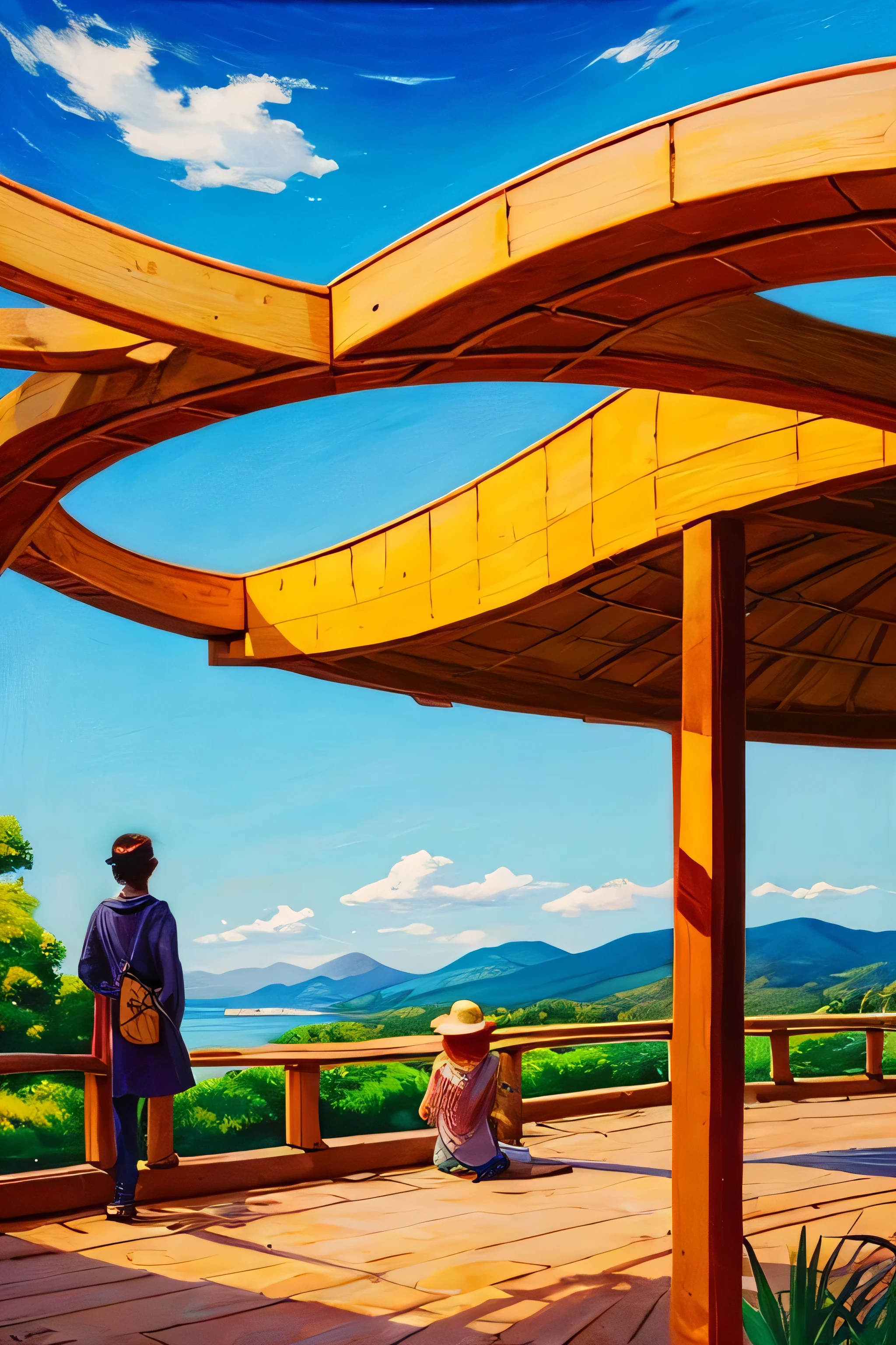 Ukiyo-e style landscapes pop music colourfull Artitech Cartoon style
