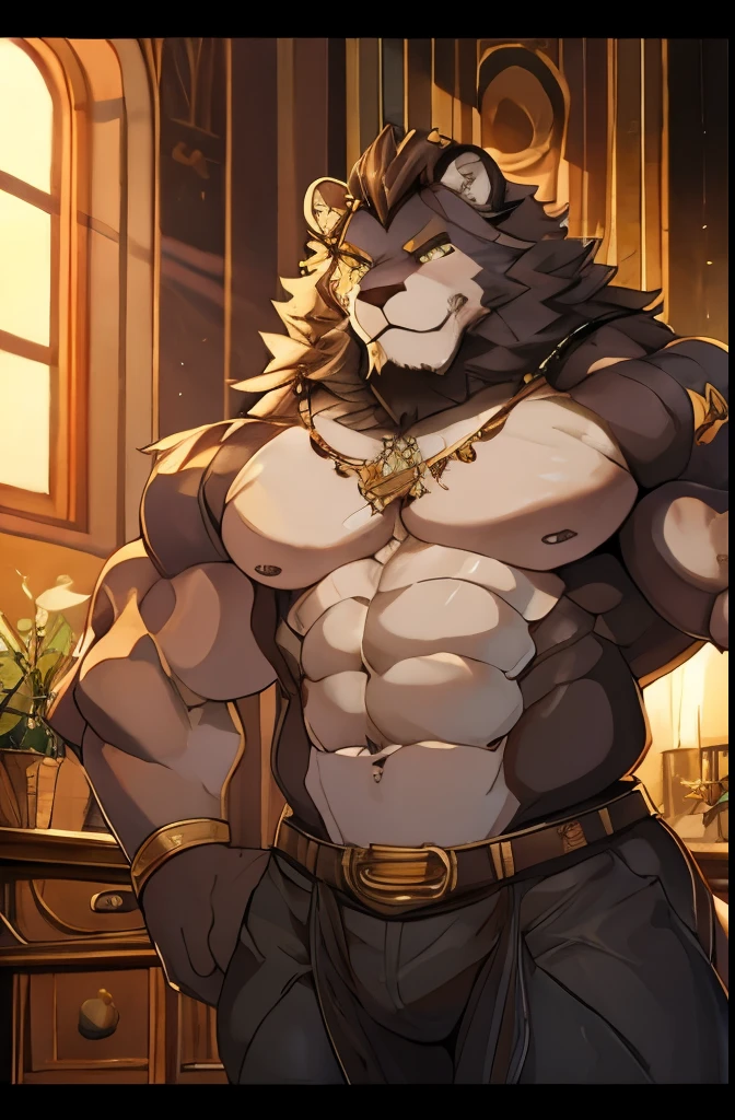 muscular furry lion SuperSayan rage indigo furrymix