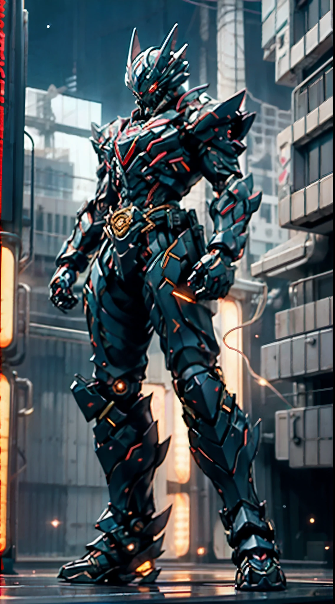 A high-tech combat armor suit inspired by Godzilla concept, Godzilla concept biotech battle armor, High-tech armored suits, psychedelic details, BiophyllTech, add electric power around, A bio-sensitive high-tech battle armor suit infused with Godzilla characteristics, The angular design on the body is illuminated and the display is charging, energy waves, Energy particles, octane render, unreal engine 5, high definition, best quality, highres, ultra-detailed, fantasy, Ultra-complex design, ultra-fine painting, extremely delicate, professional, perfect images quality, realistic, sure real, creativity, RAW photo, UHD, 32k, Natural light, cinematic lighting, best shadow, anatomically correct, masterpiece-anatomy-perfect, masterpiece:1.5