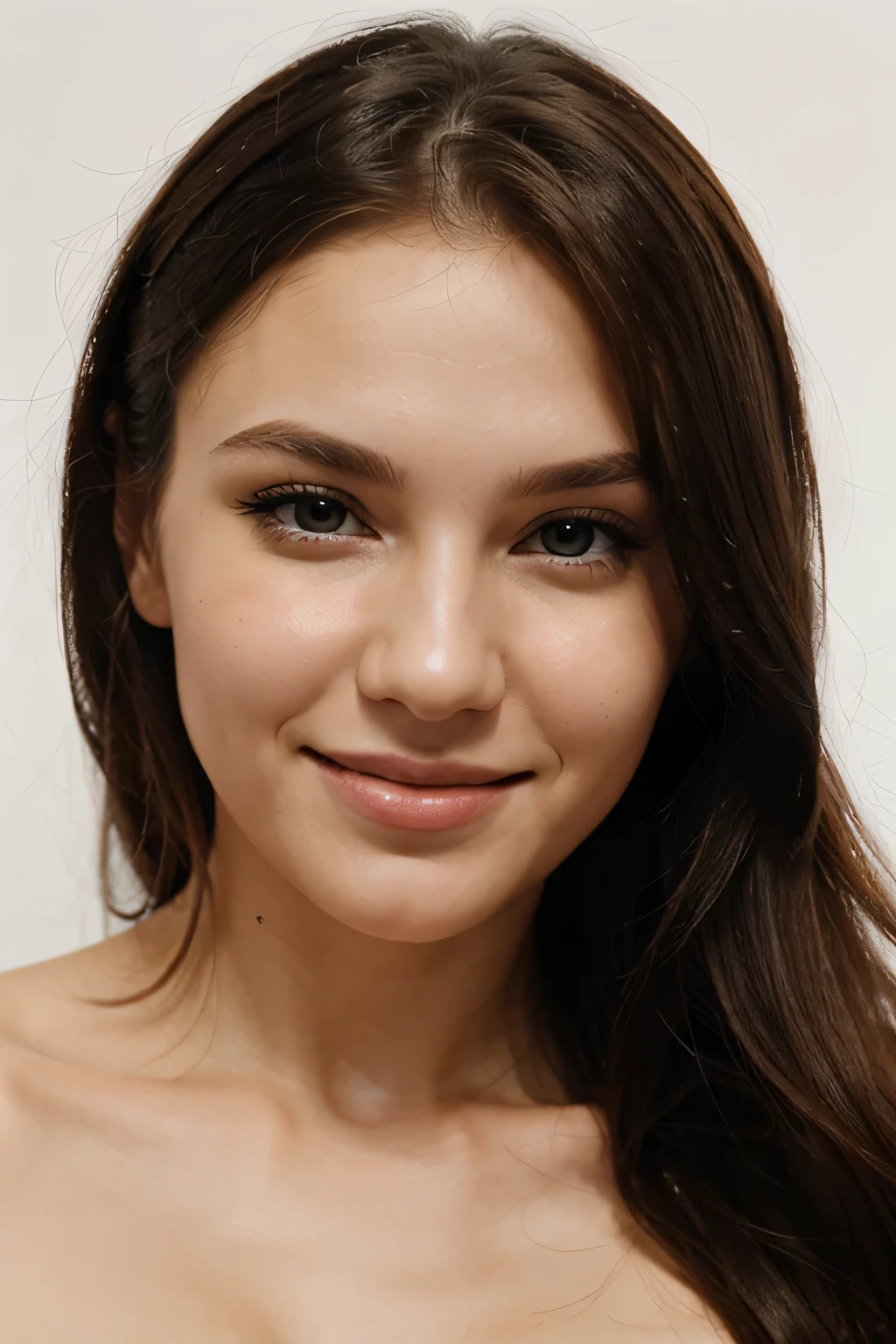 (face portrait) white background, Russian , smile, sexy