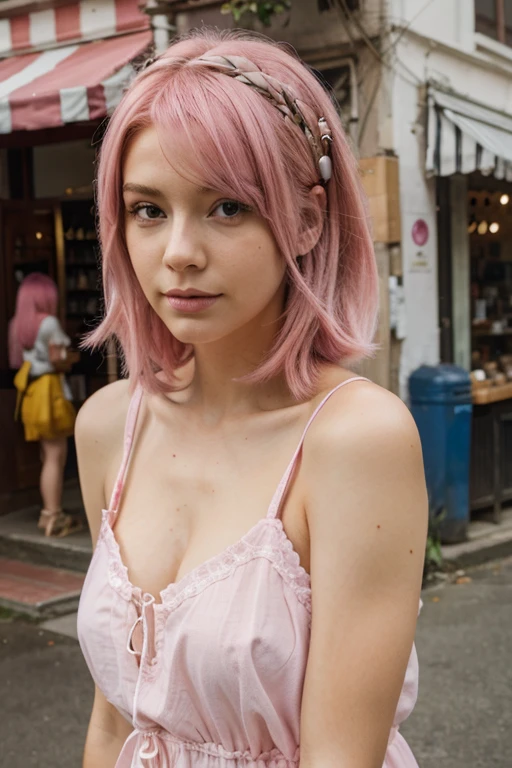1girl, Korean, luscious soft pink hair