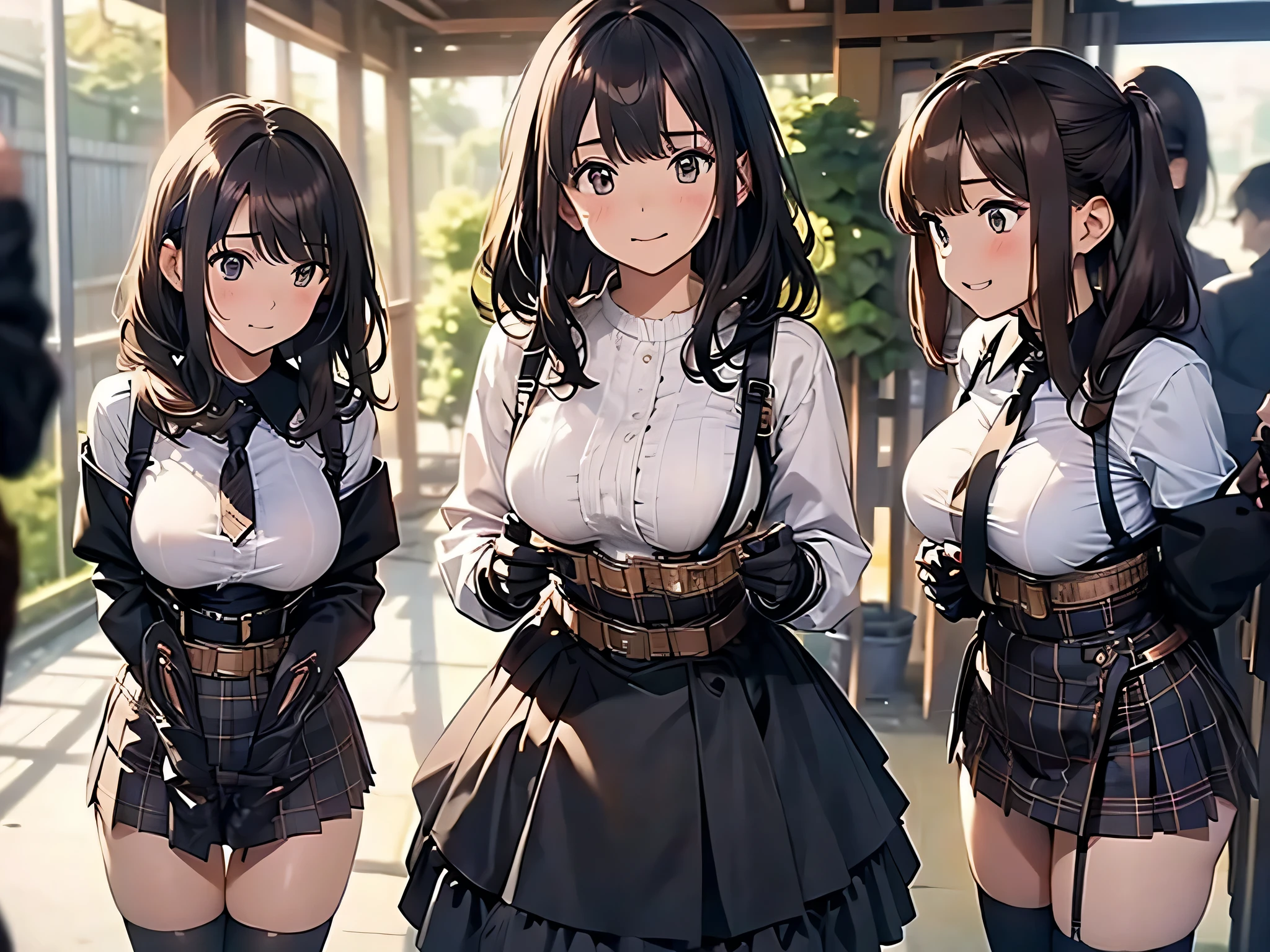 Brown hair、watching at viewers black suspenders bulging big tits walls: Black miniskirt garters Gaze a small face bangss holster Beautuful Women Hands up レッグholster ベッドに横たわる Gaze black boots panty shot Provocation flank flank汗 Soio arms are