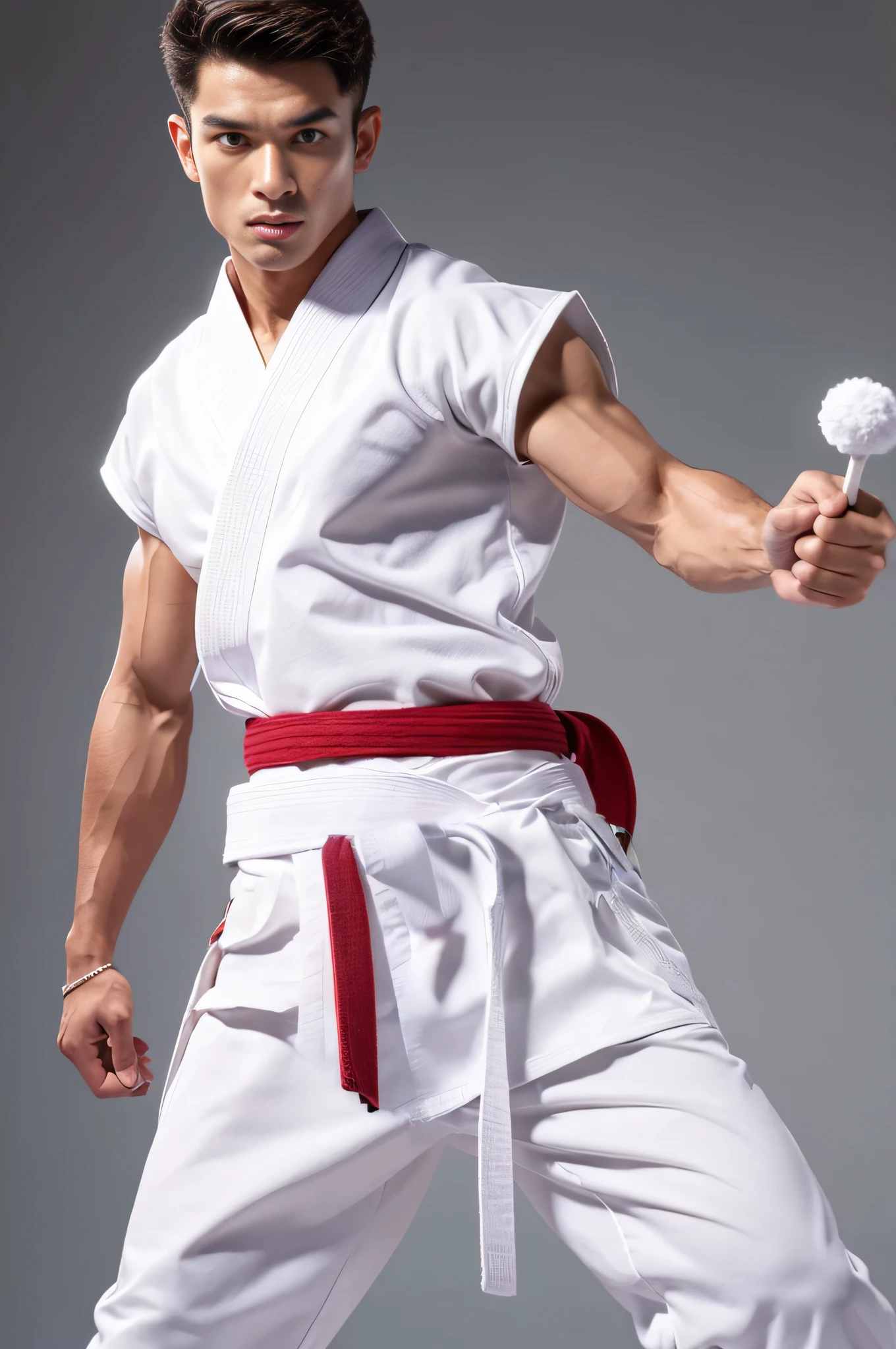 Painting a white karate uniform with natural colors