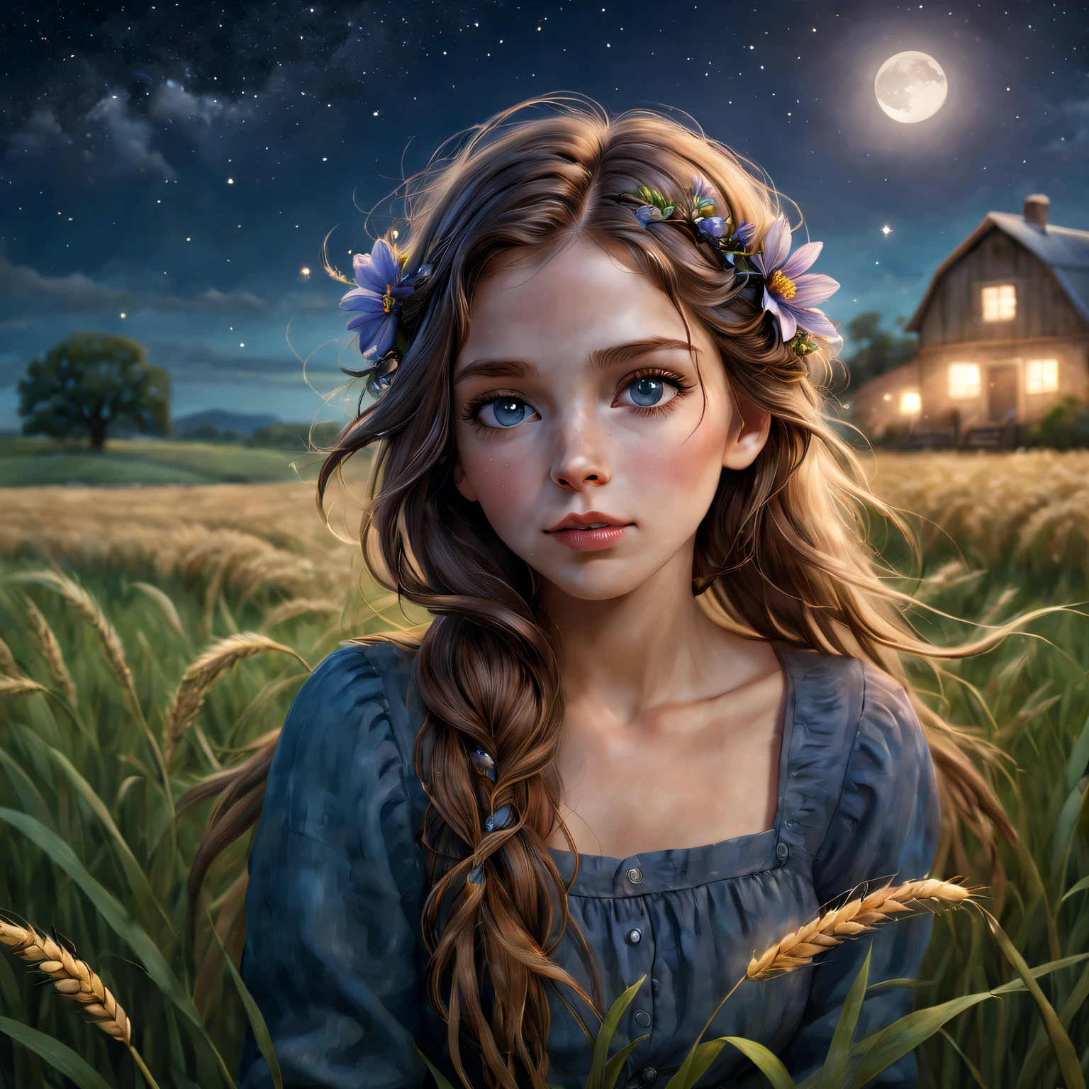 Anime girl looking at house in daisy field, Shinkai sincerely art style, ( ( Shinkai sincerely ) ), studio glibly Shinkai sincerely, Beuatiful anime, Shinkai sincerely!, Shinkai sincerely style, Shinkai sincerely and artgerm, Anime countryside landscape, Shinkai sincerely!!, style of Shinkai sincerely
