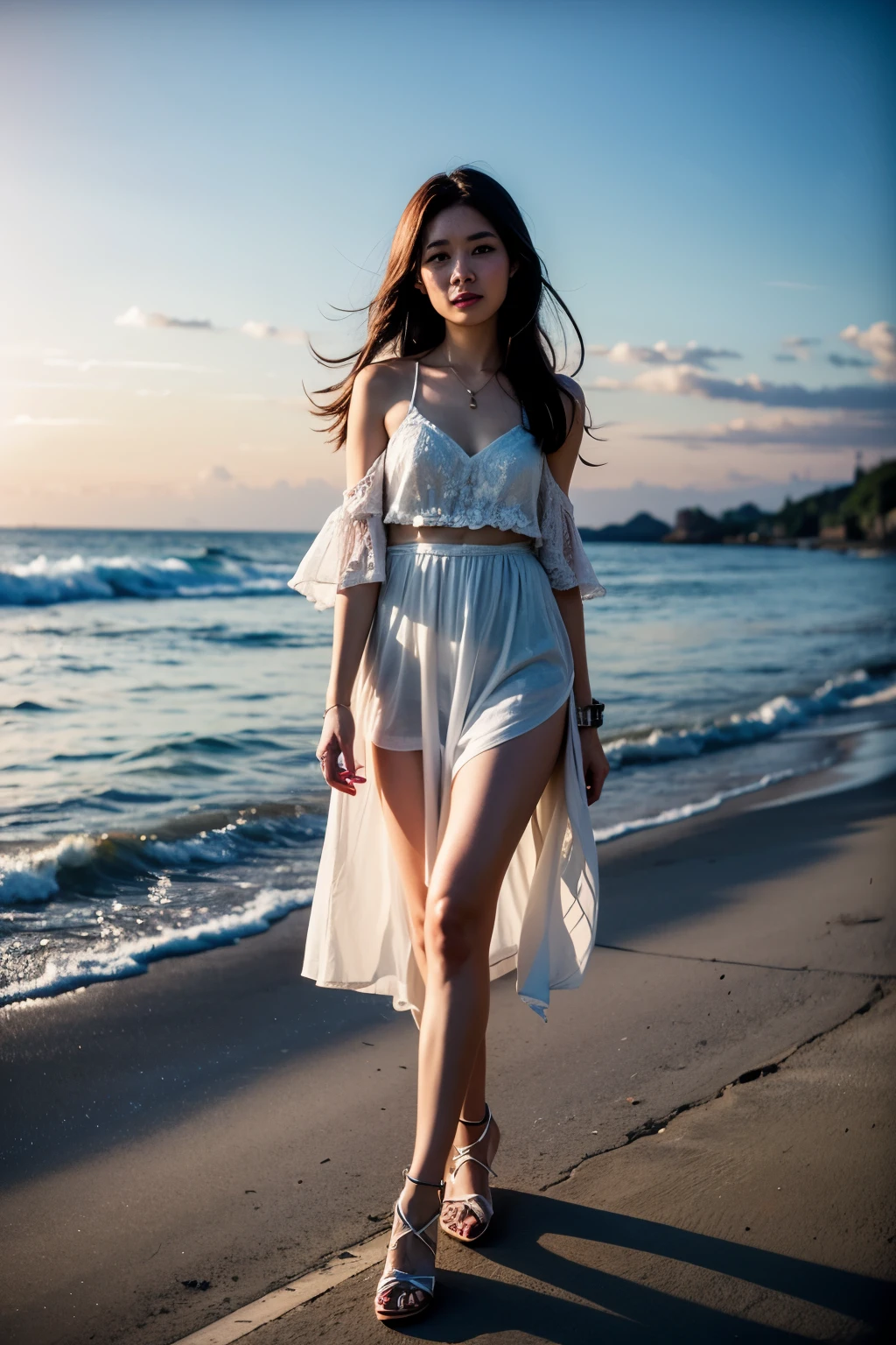 Evening beach。Happy atmosphere。