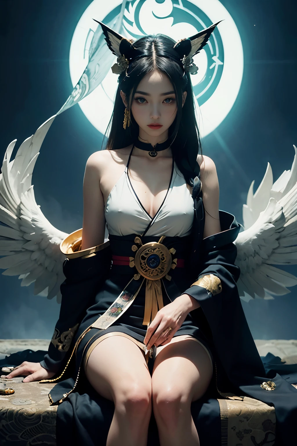 true-to-life visuals, artistically refined,captivating beauty, breathtaking aesthetics, dramatic contrasts, atmospheric depth,official art,high saturation,Intense Coloration,
1girl,solo,
Onmyoji, shikigami summoner, ofuda inscriber, exorcist, yin-yang master, divination