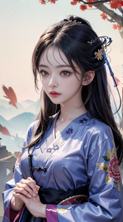 (8K, Raw photo:1.2),Best Quality, 超A high resolution,Dramatic Angle,(ひらひらしたdetailedsなカラースプラッシュ), (Illustration),(((1 girl))),(Long hair),(Rain:0.9),(Hair Ornament:1.4),there is an ancient palace beside the girl,dressed in Chinese clothes), color Ink wash painting,(splashes of colour),Colorful splashing,(((Colorful))),(sketch:0.8), masutepiece,Best Quality, Beautifully painted,highly detailed,(denoise:0.6),[Splash ink],((Ink refraction)), (美しいdetailedsな空),Moon,highly,detaileds,(masutepiece, Best Quality, extremely detailed CG unity 8K wallpaper,masutepiece, Best Quality, Ultra-detailed),(Lycoris radiata),