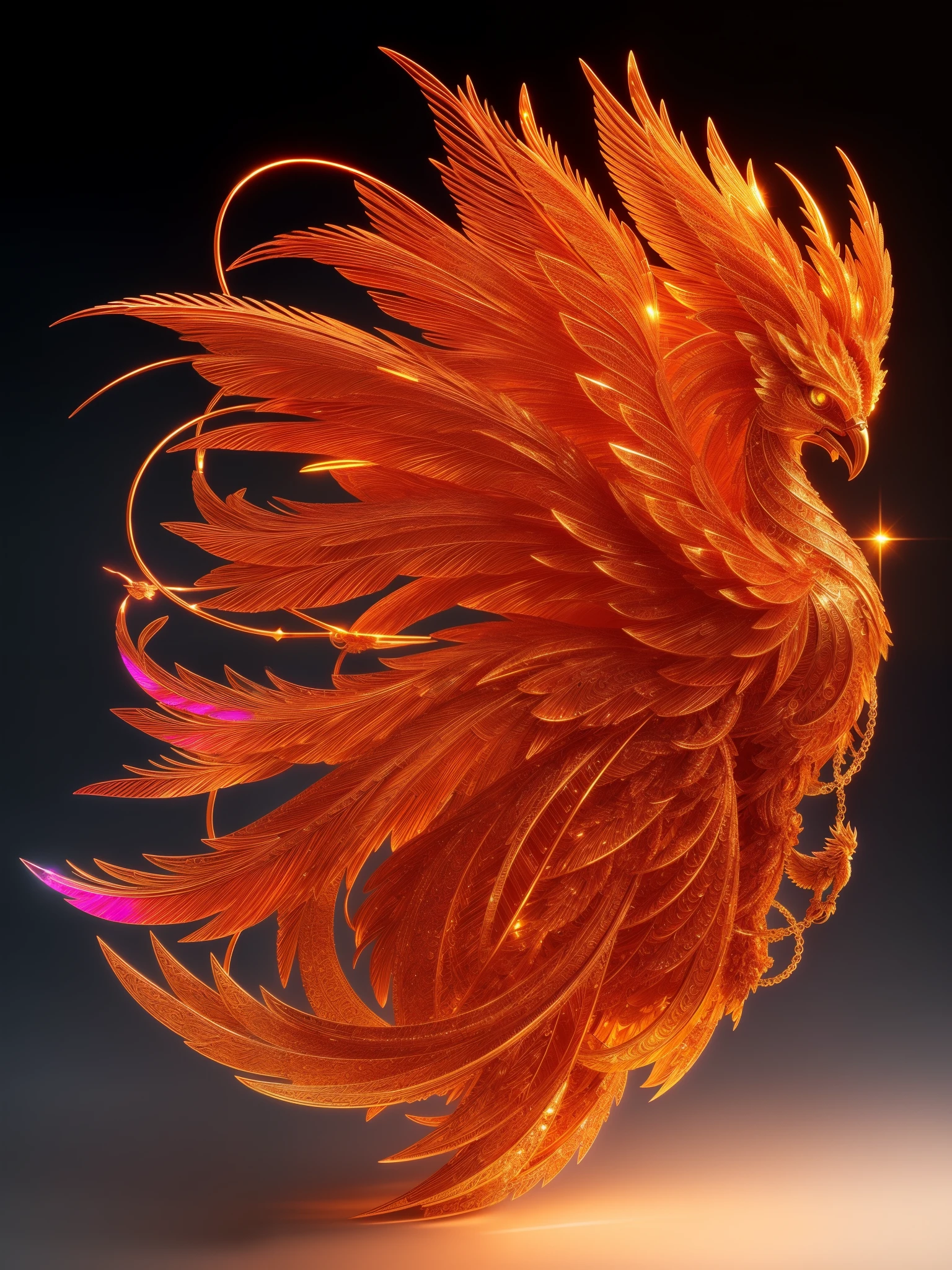 A lovely crystal phoenix made of red crystal, full body, 4K, (cyborg:1.1), ([tail|detail wire]:1.3), (intricate detail), hdr, (intricate detail, super detail:1.2), cinematography, vignetting, centering, A cute phoenix made of crystal, 4K, (cyborg:1.1), ([tail|detail wire]:1.3), (intricate detail), hdr, (intricate detail, super detail:1.2), cinematography, vignetting, centering