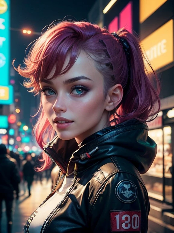 master part, best quality, 2 ((sorridente)) garotas cyberpunk juntas, Arreio corporal cyberpunk inspirado em Harajuku, bold colors and patterns, Attractive accessories, penteado moderno e inovador, deslumbrante paisagem urbana de Cyberpunk, skyscrapers, bright neon signs, luzes led, anime illustration, Textura detalhada da pele, textura de pano detalhada, Rosto bonito e detalhado, detalhes intrincados, ultra detalhado, Cinematic lighting, Contraste forte.