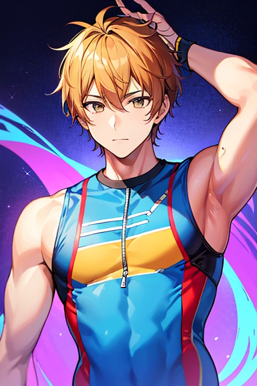 masutepiece, Best Quality, High quality, 1boy, Solo, Male Focus, Looking at Viewer, Upper body, Shin_walford,gymnastic suit