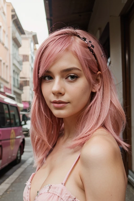 Beautiful Pink Hair Girl