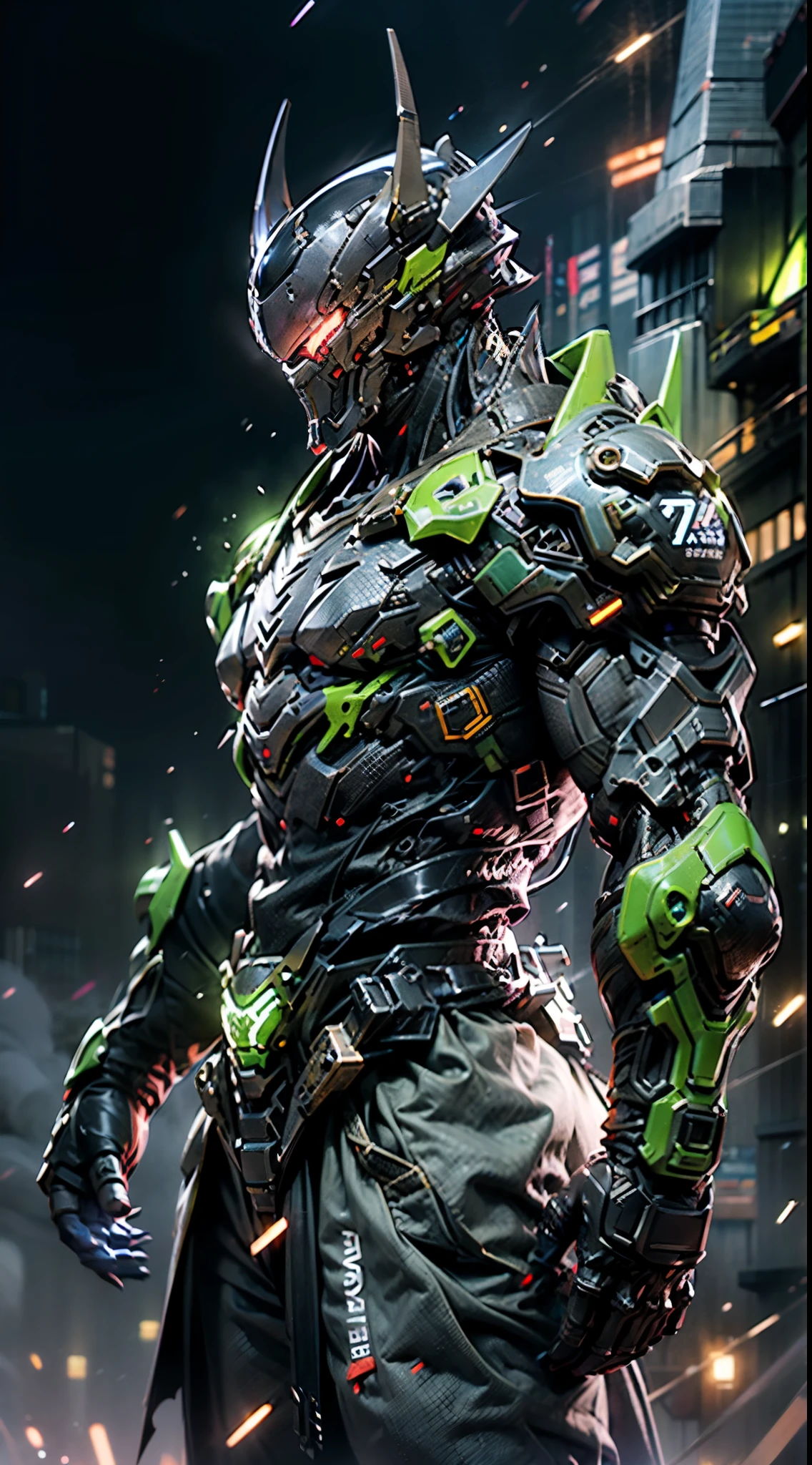 A high-tech combat armor suit inspired by Godzilla concept, Godzilla concept biotech battle armor, High-tech armored suits, psychedelic details, BiophyllTech, add electric power around, A bio-sensitive high-tech battle armor suit infused with Godzilla characteristics, The angular design on the body is illuminated and the display is charging, energy waves, Energy particles, octane render, unreal engine 5, high definition, best quality, highres, ultra-detailed, fantasy, Ultra-complex design, ultra-fine painting, extremely delicate, professional, perfect images quality, realistic, sure real, creativity, RAW photo, UHD, 32k, Natural light, cinematic lighting, best shadow, anatomically correct, masterpiece-anatomy-perfect, masterpiece:1.5
