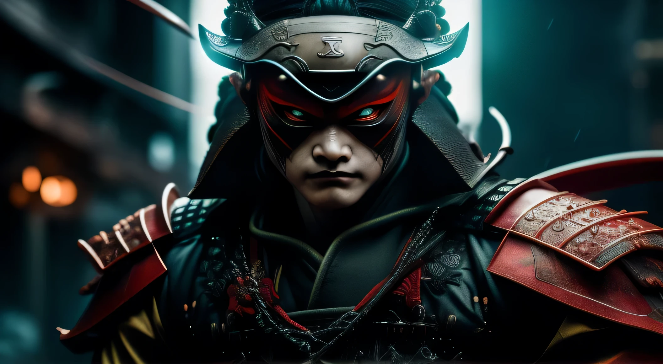 "(((Samurai Yokai))) terrorizing feudal Japan, a menacing creature inspired by traditional Japanese folklore, depicted in a digital illustration with HDR lighting and a medium shot using a sharp focus lens." powerfull (demonic creature:1.2), red tech googles, demon mask, androgynous male, strong pose, tech heavy armor, Raiden, metal gear style, lightning effects, thunder effects, dark sky raining, god of thunder, dark hair, infernal city background, tall structures, infernal towers background, dark red colors, apocalyptical, far distance, full body, perfect detailed face, detailed symmetric circular iris, realistic, stunning realistic photograph, 3d render, octane render, intricately detailed, cinematic, Isometric, dark fantasy theme, mystical, Dark theme, underworld theme, deviant art masterpiece, white skin, crimson eyes, dark tattoos, colour grading, dark illustration, extreme quality, extremely detailed, ultra-detailed face, ultra hd 8k, dark lightning, concept art, hyperdetailed, intricately detailed gothic art, triadic colours, fantastical, intricate detail, splash screen, complementary colours, fantasy concept art, 8k resolution, soft lighting, film photography, film grain, hyperrealist