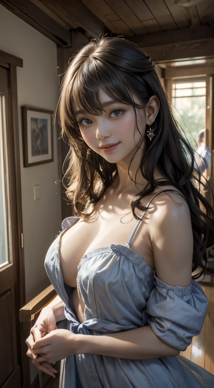 (SFW)、​masterpiece、 top-quality、Maximum resolution 64K、Professional artwork、famousartwork、clean、Cinematic lighting、Beautiful lapis lazuli eyes + detail、Beautiful hair + detail、(cute young female body:1.4)、(Beautiful big udder)、lactation、Happy:1.3、Smile:1.3、sexy looking at the viewer、Sexy lips、Floating hair、((TFG1:1.5))、Indoors、doorway、door open、Open your arms wide and invite me in、Hug Pose、adorable and adorable、expression of joy、Expression of pleasure、Jumpy、Perfect Anatomy、Detailed physically based rendering、From  above