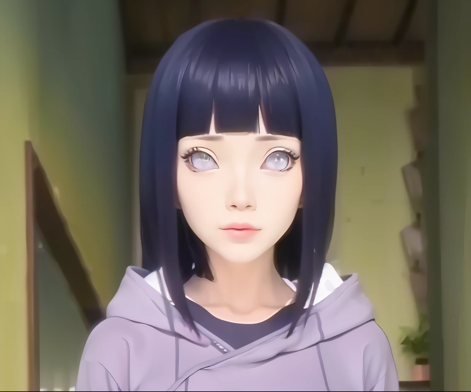 (RAW Photo:1,2), (masterpiece:1,3), hinata\(boruto), 1girl, solo, young female, (best quality:1,4), ultra high resolution, 8k, top quality, (realistic, photo-realistic:1.37), ultra-detailed, best quality, ultra-high resolution, professional lighting, physically-based rendering, sharp focus, good composition, (bokeh:1.2), (full body), outdoors, looking at viewer, perfect composition, detailed lips, big breast, beautiful face, body propotion, blush, (pink lips), ((long hair)), (purple eyes), soft gaze, sad smile, super realistic, detailed, photoshoot, realistic face and body, realistic hair, realistic eyes, realistic nose, realistic lips, (((dark blue hair))), 25 years old girl,