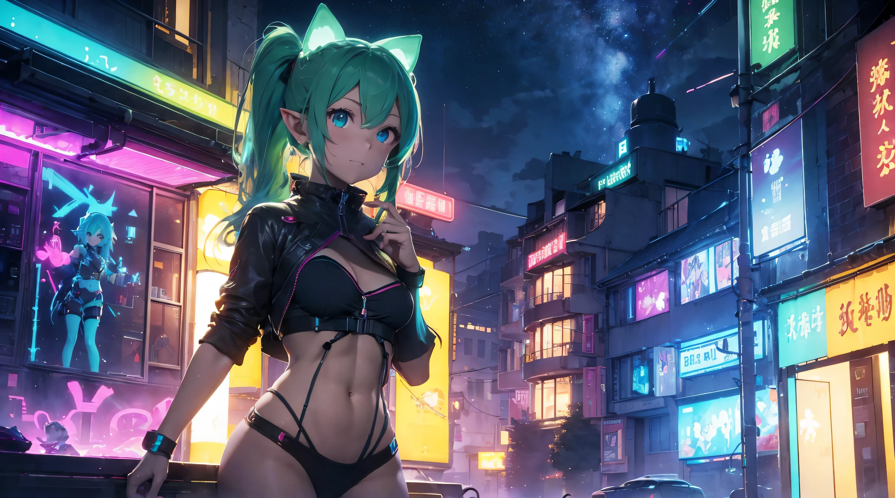 a beautiful girl, rainbow color, , with cute face and long hair, cyberpunk city, city, very detailed, Ethereal Cyberverse, Extreme abs a beautiful girl, rainbow color, cat ears, planets, , with cute face and long hair, cyberpunk city, mega robots, high technology, city, very detailed, Ethereal Cyberverse, Extreme abs, Cybernetic Frequential Fusion, two beautiful skinny elf girls, rainbow color, neon grean and teal haircolor, space buns, cute face, giant green and black octopus tentacles touching the girls, extreme abs, cute face, rainbow colors, city, cityscape, ancient ruins, beautiful girls, cute face, desert, cute face, long neon colored hair, cat ears, extreme abs, rainbow colors, laboratory, desert oasis, cute face, water, detailed scene, futuristic style, rainbow colors, neon green detailes, in a e-girl room with a lot of stuff on the walls, neon blue extremely long hair, cute face, extreme abs, very skinny, futuristic style, computer, cute face, cluttered room, art paintings, neon signs, window, drow elf, extreme abs,