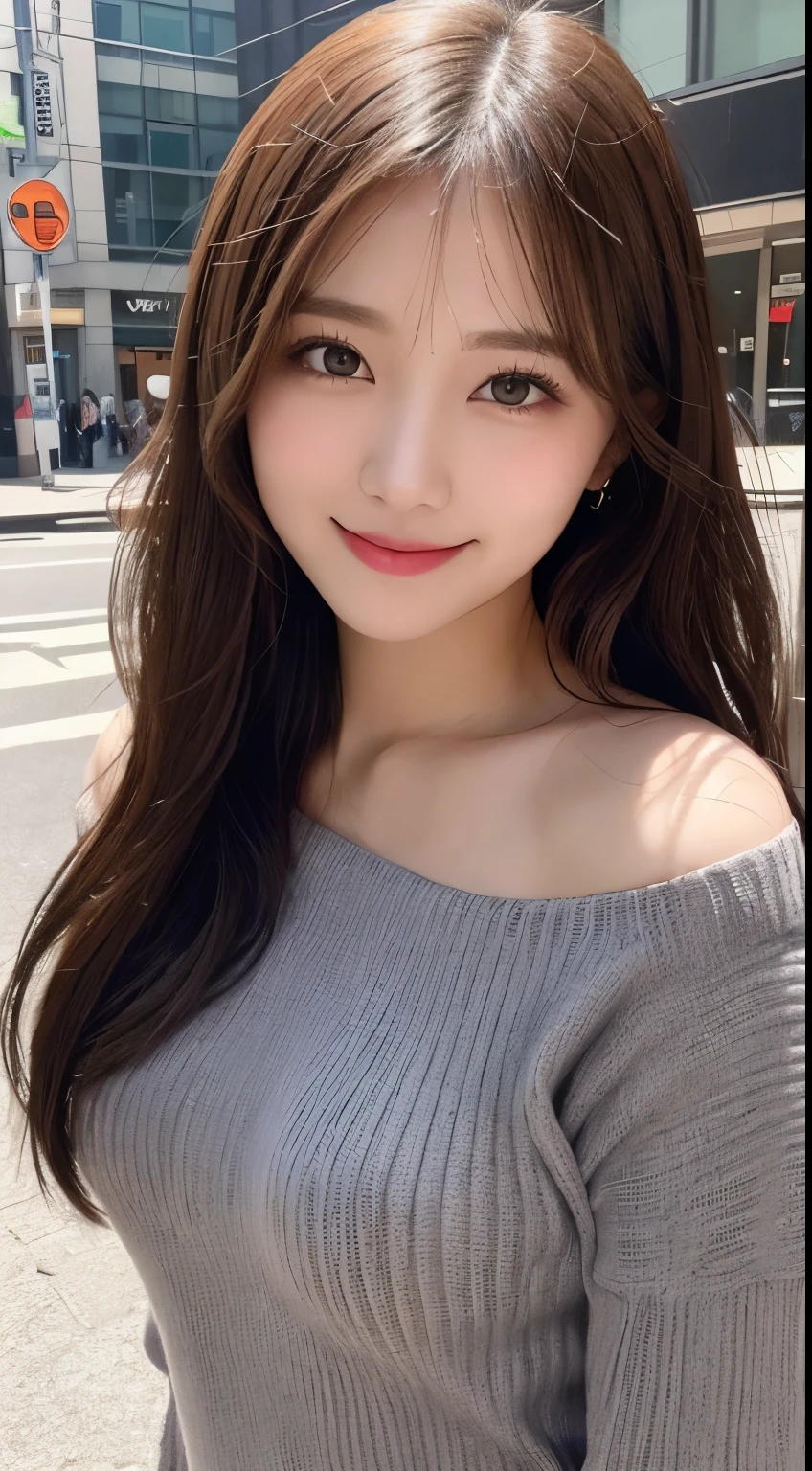 masutepiece, Best Quality, Illustration, Ultra-detailed, finely detail, hight resolution, 8K Wallpaper, Perfect dynamic composition, Beautiful detailed eyes, classy winter clothes,Medium Hair,Small breasts natural color lip, Bold sexy poses,Smile,Aoyama Street、20 years girl、Cute、Sexy shot looking at camera,natta,Beautiful detailed face,Classy face,Perfect and beautiful face,slim face and body