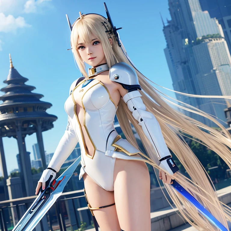Woman in futuristic costume with futuristic helmet and futuristic sword, Trending on CGSTATION, trending at cgstation, portrait knights of zodiac girl, Cute cyborg girl, perfect android girl, portrait anime space cadet girl, beautiful girl cyborg, Girl in Mecha Cyber Armor, Game CG, cgsociety and fenghua zhong, beautiful cyborg priestess