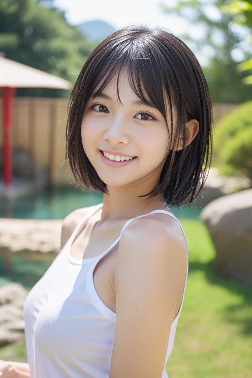 (((​masterpiece))), (One beautiful Japan girl, classmates, landscape and innocence，kawaii，Boyish short-haired，A dark-haired :1.4)) ，超A high resolution, Realistic, ultra-detailliert, 8K,top-quality, Extremely detailed, Detailed background,A slender,very beautiful japanese girl, Detailed face:1.3), , (a baby face，kawaii系,adorable girl),(Take a shower in the shower room，posterior view、white t-shirts、turned around、bare shoulders​、wetting hair、wetted skin)、water dripping、pov from down、Red face、suprised， (Perfect body:1.1),A smile。Please show me your beautiful teeth，Super Detailed Face、Detailed lips、A detailed eye、small gravure idol，Transparent skin、