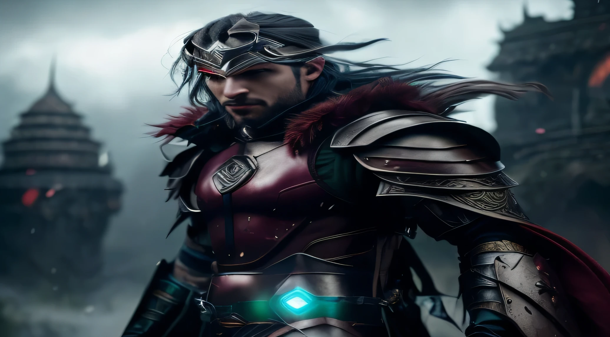 arafed man in armor with a glowing green light in front of a castle, fantasy character photo, attractive male with armor, fantasy style 8 k octane render, fantasy male portrait, fantasy warrior in full armor, fantasy character octane render, epic fantasy style, tuomas korpi and wlop, high quality fantasy stock photo, (octane rendentasy style