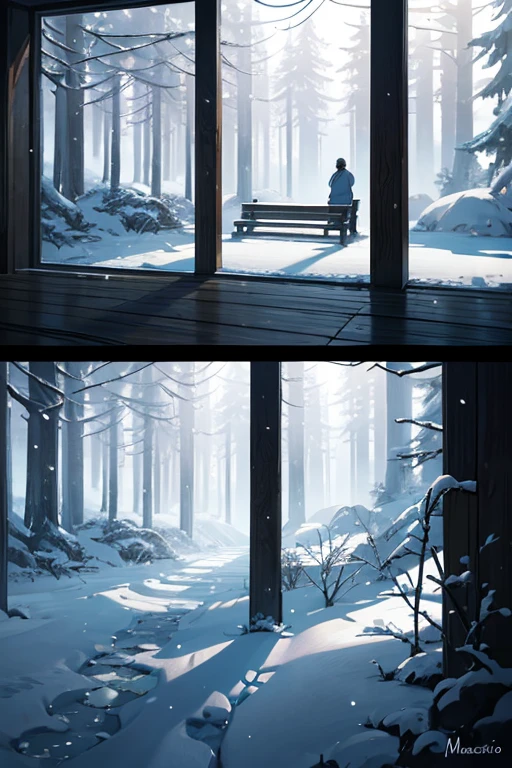 In the middle of a snowy forest, there is a wooden bench. The snow weighs heavily on the branches of the trees, creating a picturesque winter scene. The bench is covered in a layer of fresh snow, untouched by any footprints. The scene is reminiscent of a beautiful anime landscape, with its serene and peaceful atmosphere.
The forest is bathed in soft, subtle lighting, which adds a touch of elegance and enchantment to the surroundings. The light filters through the branches, casting delicate shadows on the ground. It creates a sense of depth and adds a magical quality to the scene. The lighting is a signature of Makoto Shinkai's movies, known for their meticulous attention to detail and captivating visuals.
The bench itself is made of weathered wood, giving it a rustic and timeless feel. It blends harmoniously with the surrounding nature and serves as a place of rest and contemplation. The snow on the bench has a realistic, photorealistic quality, with each flake carefully rendered to create a sense of texture and depth.
The forest is part of a larger anime world, created by Makoto Shinkai. His films are renowned for their beautiful animation and captivating storytelling. The scene captures the essence of his style, with its attention to detail, breathtaking visuals, and poignant storytelling.
The color palette of the scene is dominated by shades of white and blue, reflecting the winter wonderland theme. The cool colors create a sense of tranquility and serenity, adding to the overall atmosphere of the scene.
The lighting in the scene is subtle but striking. It highlights the beauty of the snow-covered forest, bringing out the intricate details of the trees and the bench. The soft glow adds a touch of warmth and creates a sense of wonder and magic.
With the combination of Makoto Shinkai's signature style, the meticulous attention to detail, and the ethereal lighting, the resulting image is a masterpiece of art. It is a high-quality, ultra-detailed depiction of a snowy forest, evoking a sense of tranquility and awe. The scene is a visual feast, inviting the viewer to immerse themselves in the beauty of nature and lose themselves in the magic of Makoto Shinkai's world.