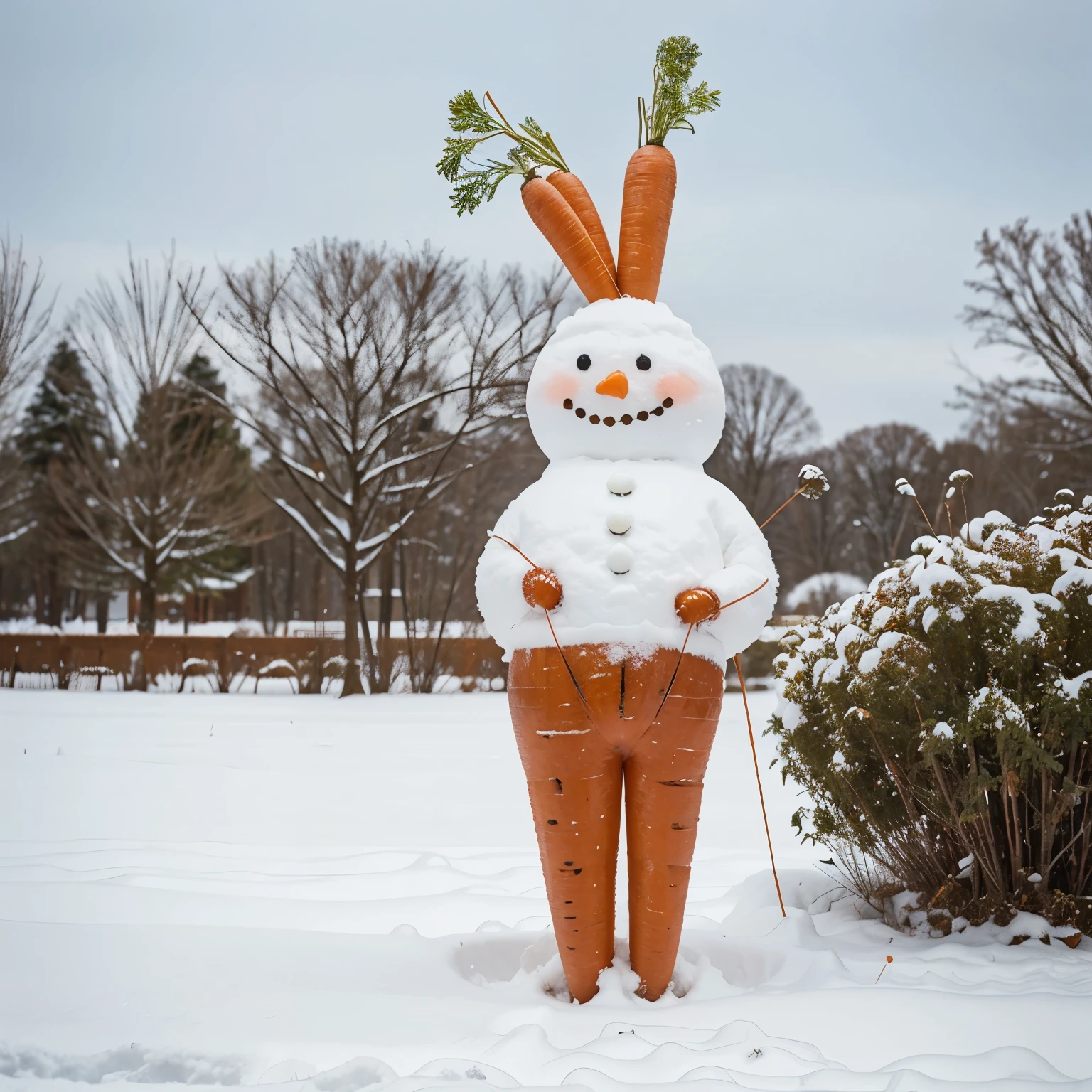 Real carrots for a snowman. The carrotiest carrot of all carrots.