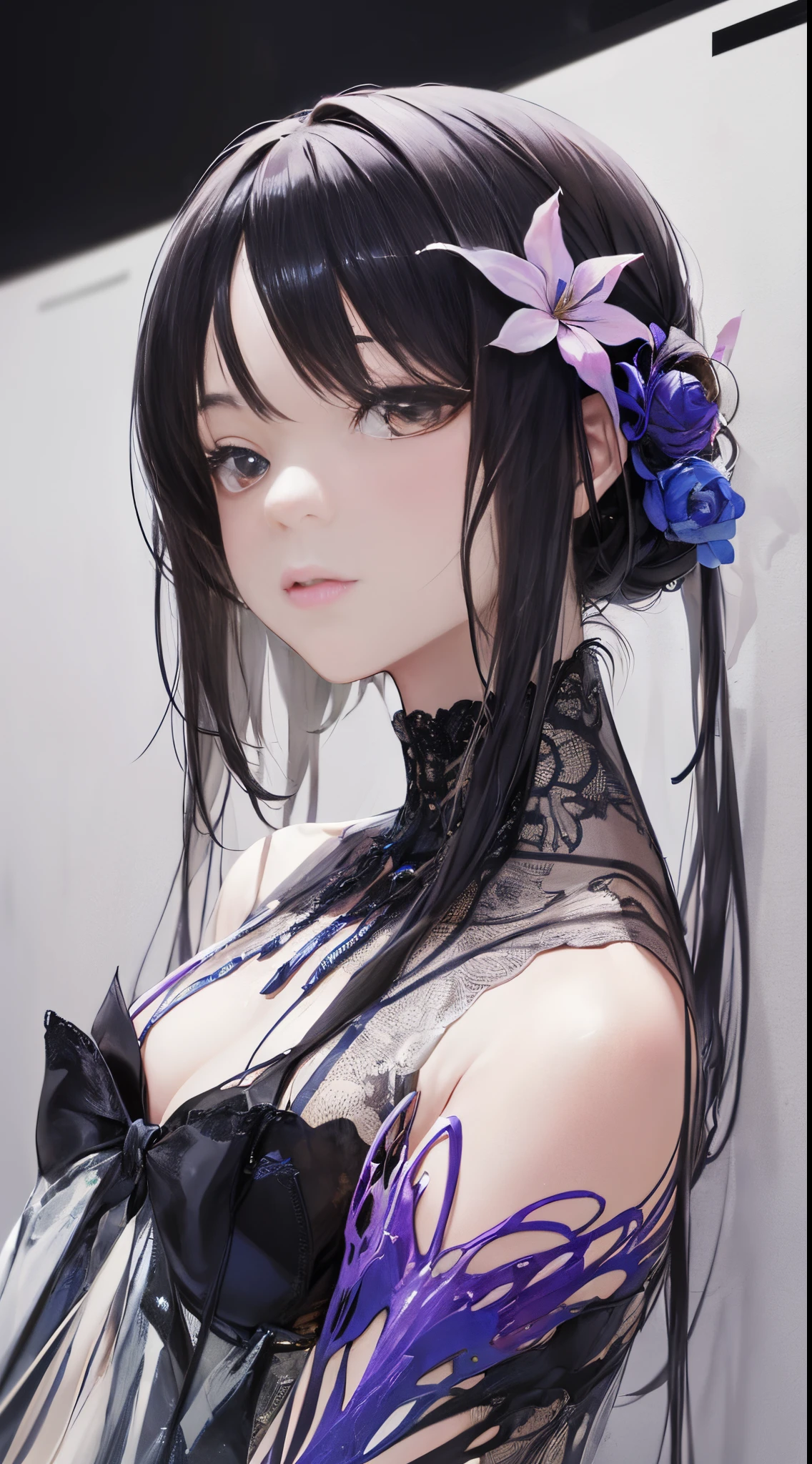 (tmasterpiece:1.1),(Best quality:1.1),(HighDynamicRange:1),ambient light,Super quality,( Super detailed original image),(1 Sister, Upper part of the body),((harajuku fashion)),((flower with human eyes, flower eyes)),double contact,A fusion of fluid abstract art,An error occurred,(Original illustration composition),(Limited color mixing, Minimalist art style, Geometric artstyle, butterflys, artistically),