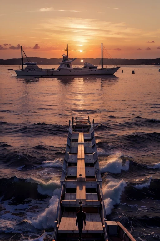 There is only one boat in the water