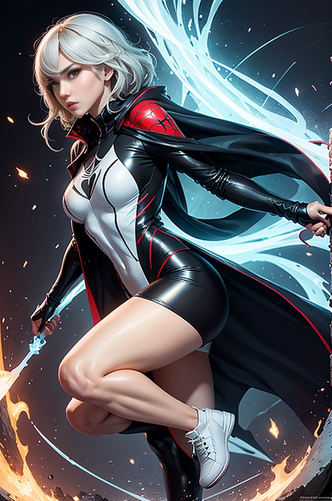 female supervillain, general nazi woman, catholic, blue eyes, face detailed, using power of ice, diamond power, snow power, style nazi, beautiful, sexy, curvys