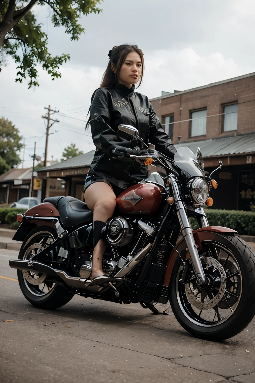 Samurai riding a Harley Davidson