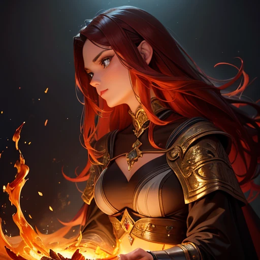 (((dark fantasy style ))) (((women illustration:1.3))), (((Large breast))), (((oil painting illustration:1.3))), (stunning flame background:1.3), (((beautiful detail glow:1.2))), (((radiosity rendered in stunning 32k beautiful resolution:1.3))), (((all captured in sharp focus:1.1))), (((highest quality:1.2))), (((highly quality:1.2))),(((Flaming Hair)))