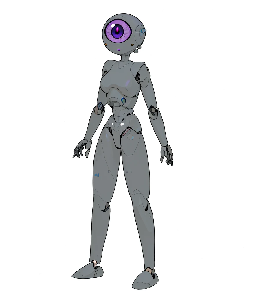 Robot Girl, One eye, big eyes, purple eyes