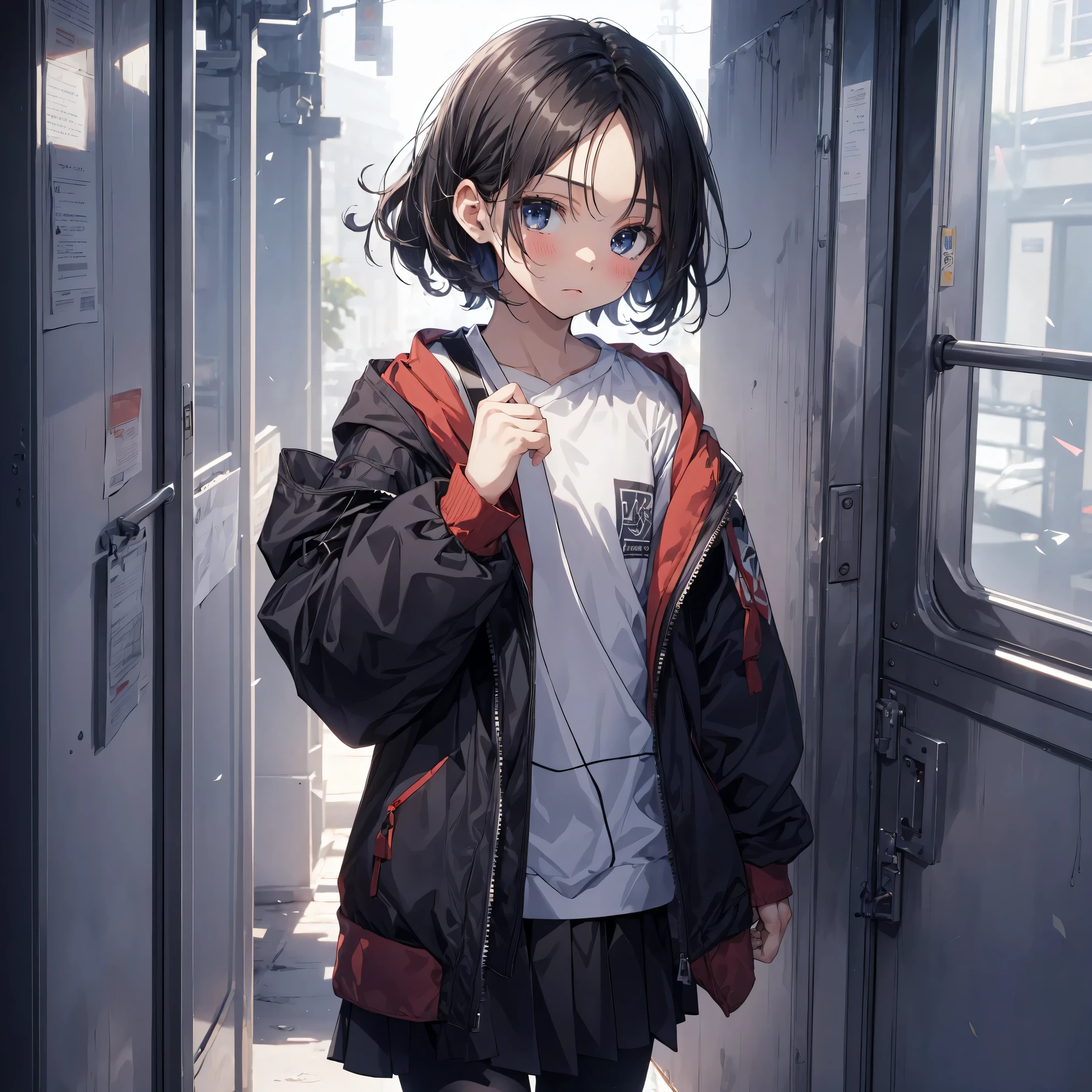 (Best Quality, 4K, 8K, hight resolution, masutepiece:1.2), Ultra-detailed, (cool and realistic,Photorealsitic:1.37), hight resolutionであり, anime moe art style, best anime 8K konachan wallpaper, Pixiv Contest Winner, Perfect Anatomy, Ultra-detailed細なスキン,BREAK,(Draw a girl sleepily walking to school. ),BREAK, 1girl in, (Solo,Lori,child,13years:1.3),Full limbs, complete fingers, a junior high school student, Androgynous attraction, Eros is fleeting, (Very short hair parted in the middle),Forehead, flat chest, Small butt, groin, Small eyes,Beautiful detailed black eyes, Well-proportioned iris and pupils, disgusted eye, hight resolution detailed hair, Sailor Uniform, Skirt, On the way to school. BREAK,Medium: Anime Art, Vibrant colors, Sharp Focus, Professional, Bokeh.
Lighting: Natural light shining a soft light on the girl, Create a warm and cozy atmosphere on your way to school..BREAK,Best lighting by famous artists, 8K,Illustration,