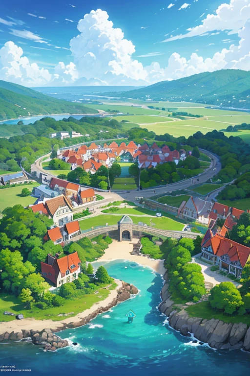 There is a small house on the island,There is a bridge, cozy bistro, Rune Factory 5 art style, rune factory 5, anime scene, tavern background, Anime landscape concept art, anime jade camping, Epic spacious courtyard, Downtown background, outerspace, Yu Ruying, Today’s recommended anime is still
