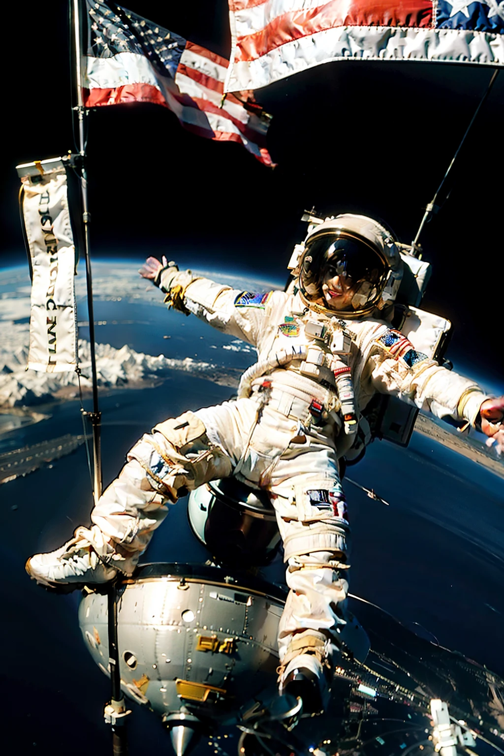 astronaut holding a flag