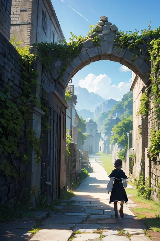 一群人站在石头走道上的anime scene, anime scene, Today’s recommended anime is still, beautiful anime scenes, in the anime film, high quality anime movie still, screenshot from the anime film, Anime beautiful peaceful scene, Official animation stills, TV animation stills, ruins in the background, black clover screenshot, Still from anime, anime movie scene