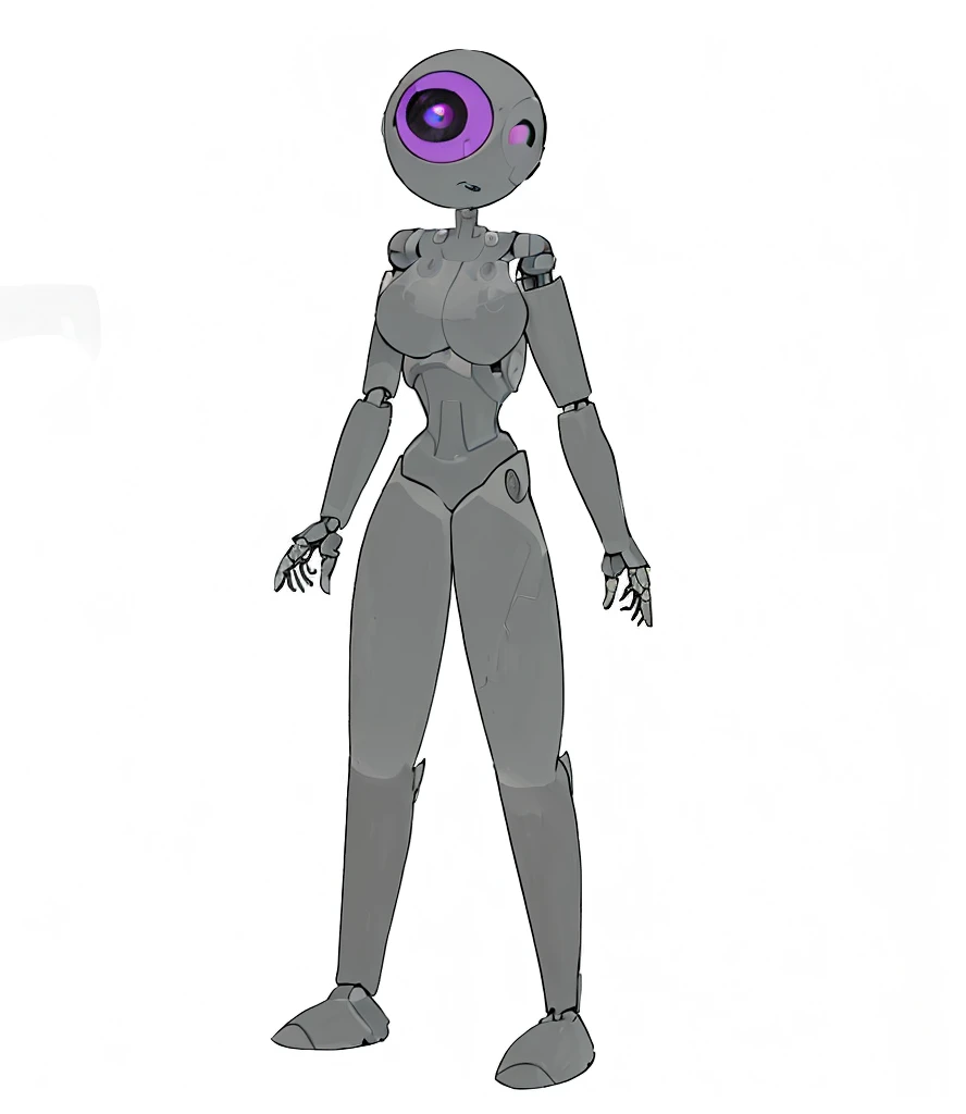 Robot Girl, One eye, big eyes, purple eyes