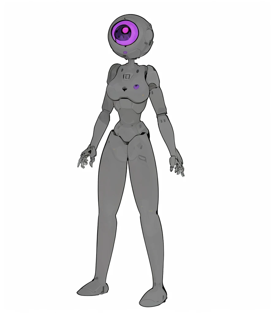 Robot Girl, One eye, big eyes, purple eyes