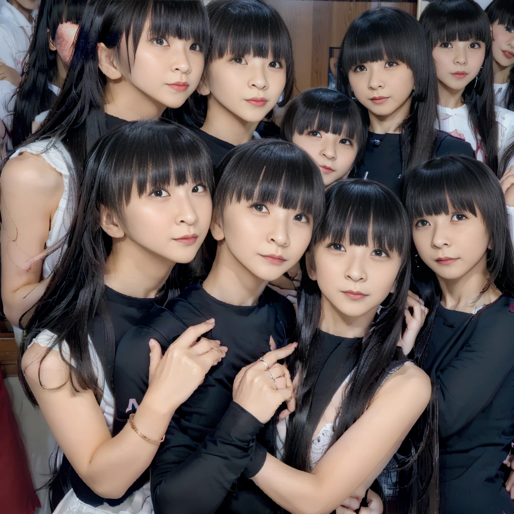 Raw photo、(((multiple girls))),((((6+girls)))),((((100girls)))),(((1000girls)))、((((100 Girls))))、Women only、The same face、matching school uniform、************、Long black hair、100 cute girls going to school、a smile、Commuting to school、School route、In the street、selfee、same person、(((Large group)))、a junior high school student