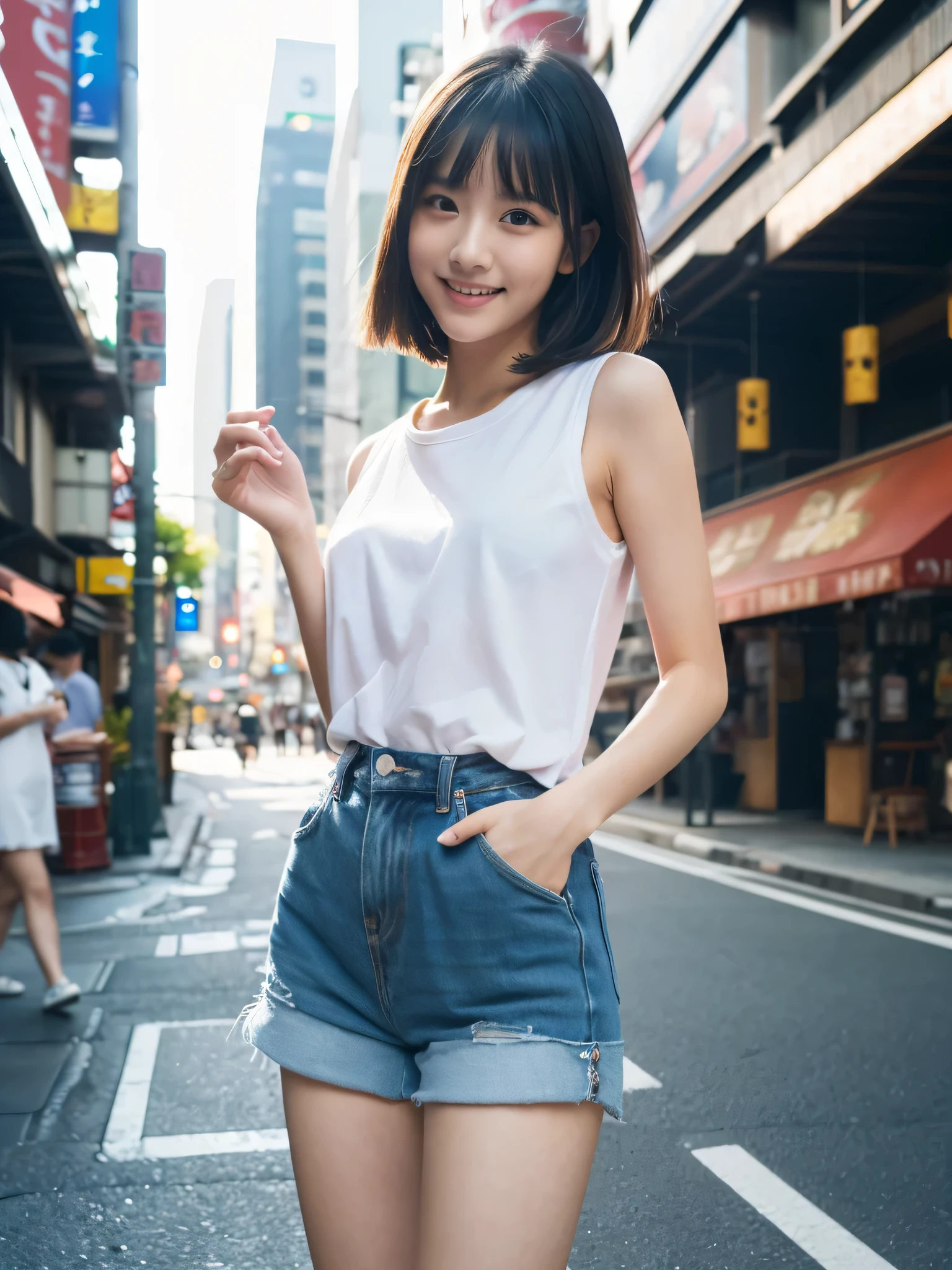 ultra best quality、​masterpiece、超hight resolution、depth of fields、(Photorealsitic:1.4)、(awardwinning photo、信じられないほどの​masterpiece:1.3) 、Raw photography、the golden ratio、the Extremely Detailed CG Unity 8K Wallpapers、Detailed and complex、Original、hight resolution、Raw foto、(perfect body type)、Detailed and complex、Digital SLR、softlighting、(background person blur:1.1)、SIGMA 85 mm F/1.4、50mm Lenac lighting、nffsw、hyper realstic、Color Grade、dynamicposes、Portrait Break、

独奏、girl with、Super beauty、(黒の競泳水着を着たgirl with:1.5)、(Full body like:1.2)、japanese bodybian、独奏)、thighs gap、A smile:1.4、University、cute little女子高生、short-cut、Detailed Realistic、Skin Texture、(realistic human skin texture)、Front view View viewer、natural soft light、Daytime、in a street、deep-shadows、cute little、21 years old BREAK、

a street、The state of the store、akihabara、Shinjuku、with no people、(akihabara:1.2)