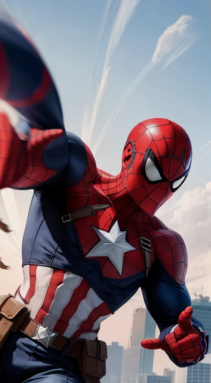 Make a cover film Captain America fight with spiderman