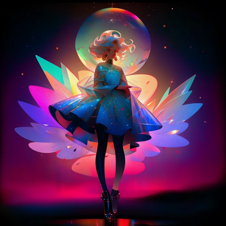 Soft glow effect, Big Star ☆Object,(((Full body))),Fantasy,a big ☆object,James Jean,Female figure of floating girl made of ribbon,Wearing a transparent crystal dress, Starry Night,Dark night sky,Moon,_Full body,Full body,Full body、Delicate and delicate Golden Star Chain,Many star marks,pale robe,Elegant Pose, Colorful, Pastel and bright colors, mystical colors,the panorama,、Beautiful crystal eyes, Large iris, High transparency optic gradient hair, Beautiful, Art styles, blazing,abstract shapes, glowing particles, depth of fields, Lens Flare, light bloom,optic bright color,Shiny Rainbow、Bright prism,tenderness、optic、optic pastel colors ,Sparkling pastel colors,rainbows、It has passed, hard disk. (masutepiece:1.2, Best Quality), ultra-detailliert, Ultra-precise depiction, Ultra-detailed depiction,,Highly detailed, contemporary impressionism, rainbows colored painting, nffsw, nffsw, 8K, (masutepiece:1. 5),
