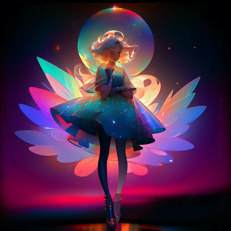 Soft glow effect, Big Star ☆Object,(((Full body))),Fantasy,a big ☆object,James Jean,Female figure of floating girl made of ribbon,Wearing a transparent crystal dress, Starry Night,Dark night sky,Moon,_Full body,Full body,Full body、Delicate and delicate Golden Star Chain,Many star marks,pale robe,Elegant Pose, Colorful, Pastel and bright colors, mystical colors,the panorama,、Beautiful crystal eyes, Large iris, High transparency optic gradient hair, Beautiful, Art styles, blazing,abstract shapes, glowing particles, depth of fields, Lens Flare, light bloom,optic bright color,Shiny Rainbow、Bright prism,tenderness、optic、optic pastel colors ,Sparkling pastel colors,rainbows、It has passed, hard disk. (masutepiece:1.2, Best Quality), ultra-detailliert, Ultra-precise depiction, Ultra-detailed depiction,,Highly detailed, contemporary impressionism, rainbows colored painting, nffsw, nffsw, 8K, (masutepiece:1. 5),